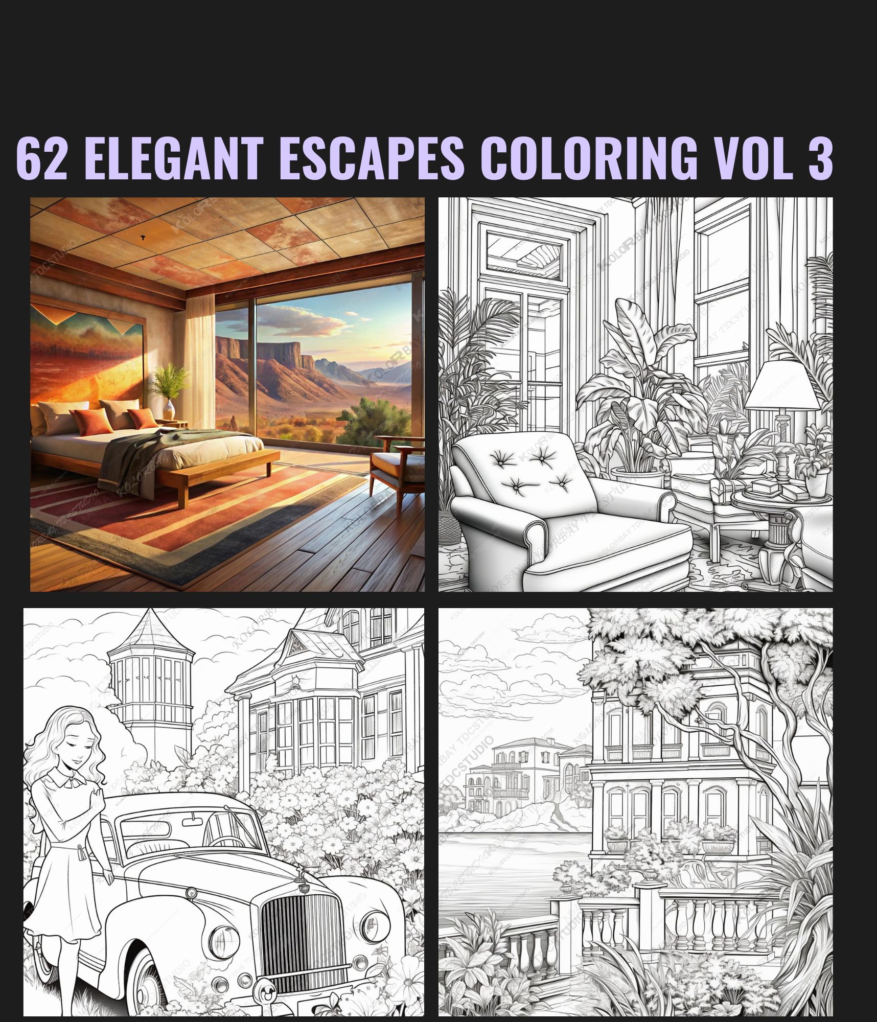 Elegant Escapes Coloring Pages Vol 3